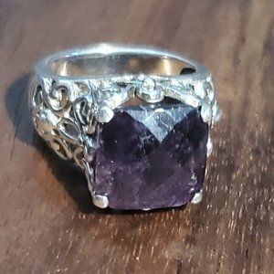 Stunning Sterling Silver and Faceted Raw Amethyst